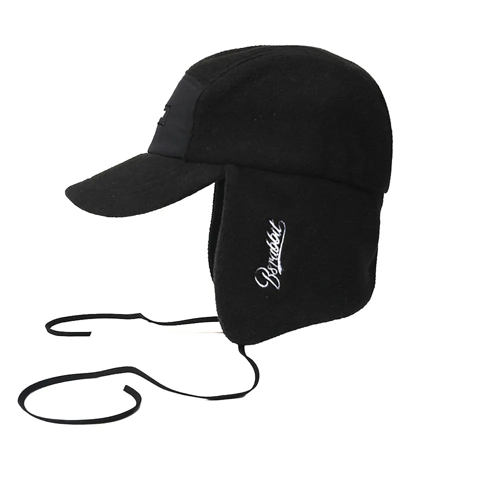EARFLAP 5 PANEL FLEECE HAT BLACK