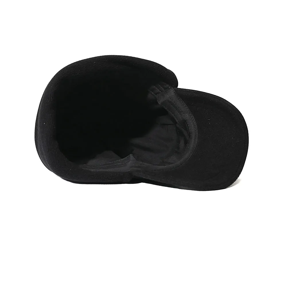 EARFLAP 5 PANEL FLEECE HAT BLACK