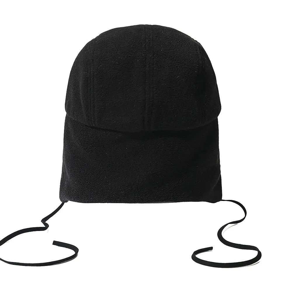 EARFLAP 5 PANEL FLEECE HAT BLACK