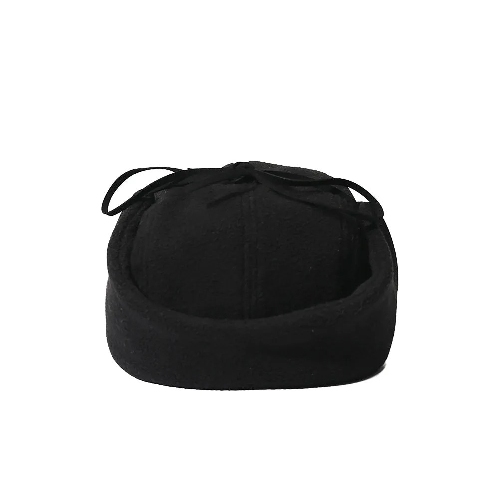 EARFLAP 5 PANEL FLEECE HAT BLACK