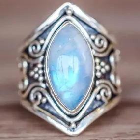 Fashion Antique silver vintage moonstone ring for men