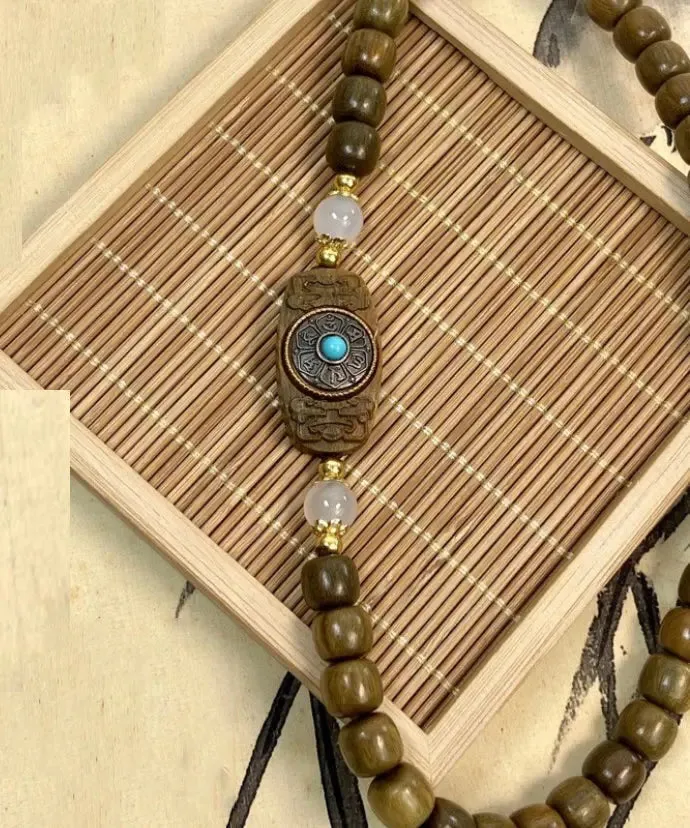 Fine Brown Turquoise Sandalwood Chain Bracelet ML0291