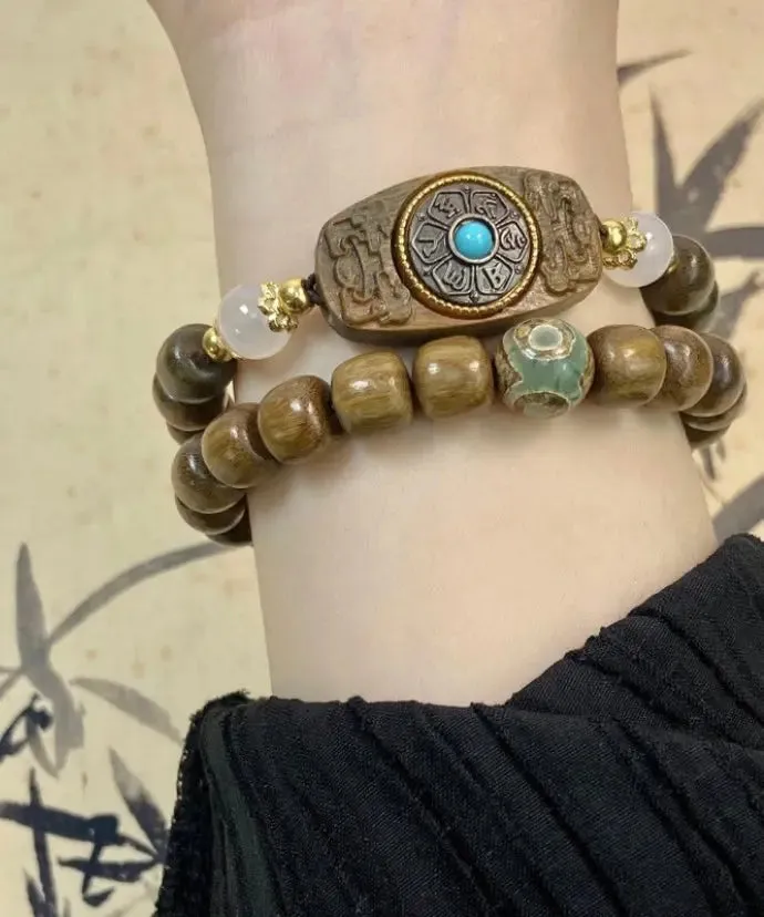 Fine Brown Turquoise Sandalwood Chain Bracelet ML0291