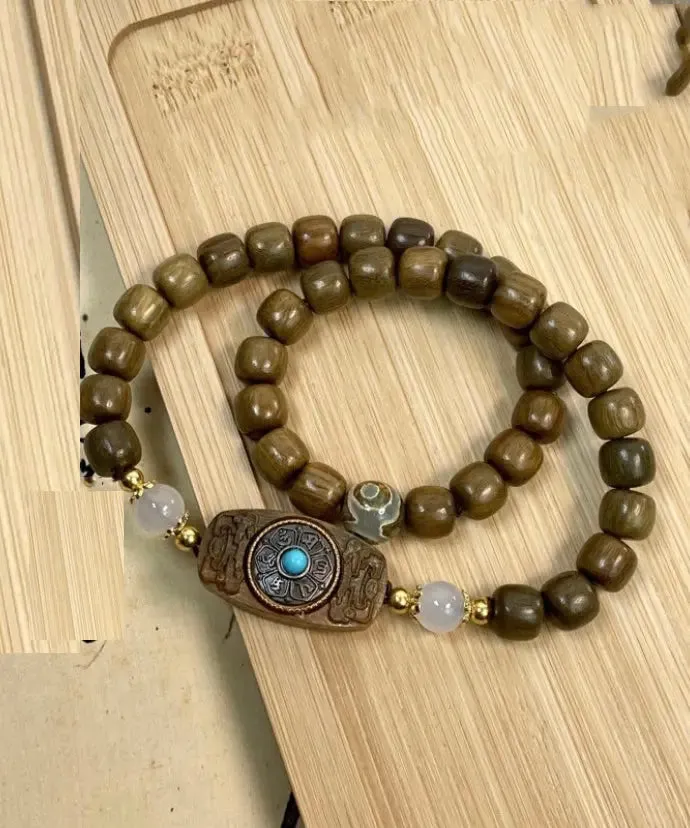 Fine Brown Turquoise Sandalwood Chain Bracelet ML0291