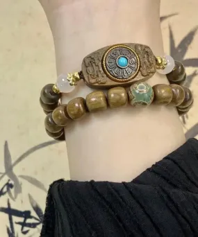 Fine Brown Turquoise Sandalwood Chain Bracelet ML0291
