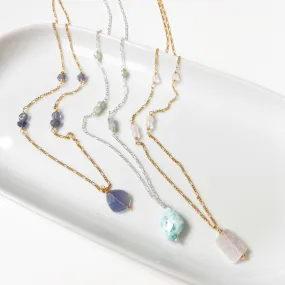 Floating Gemstone Mid Length Necklace (21 inches)