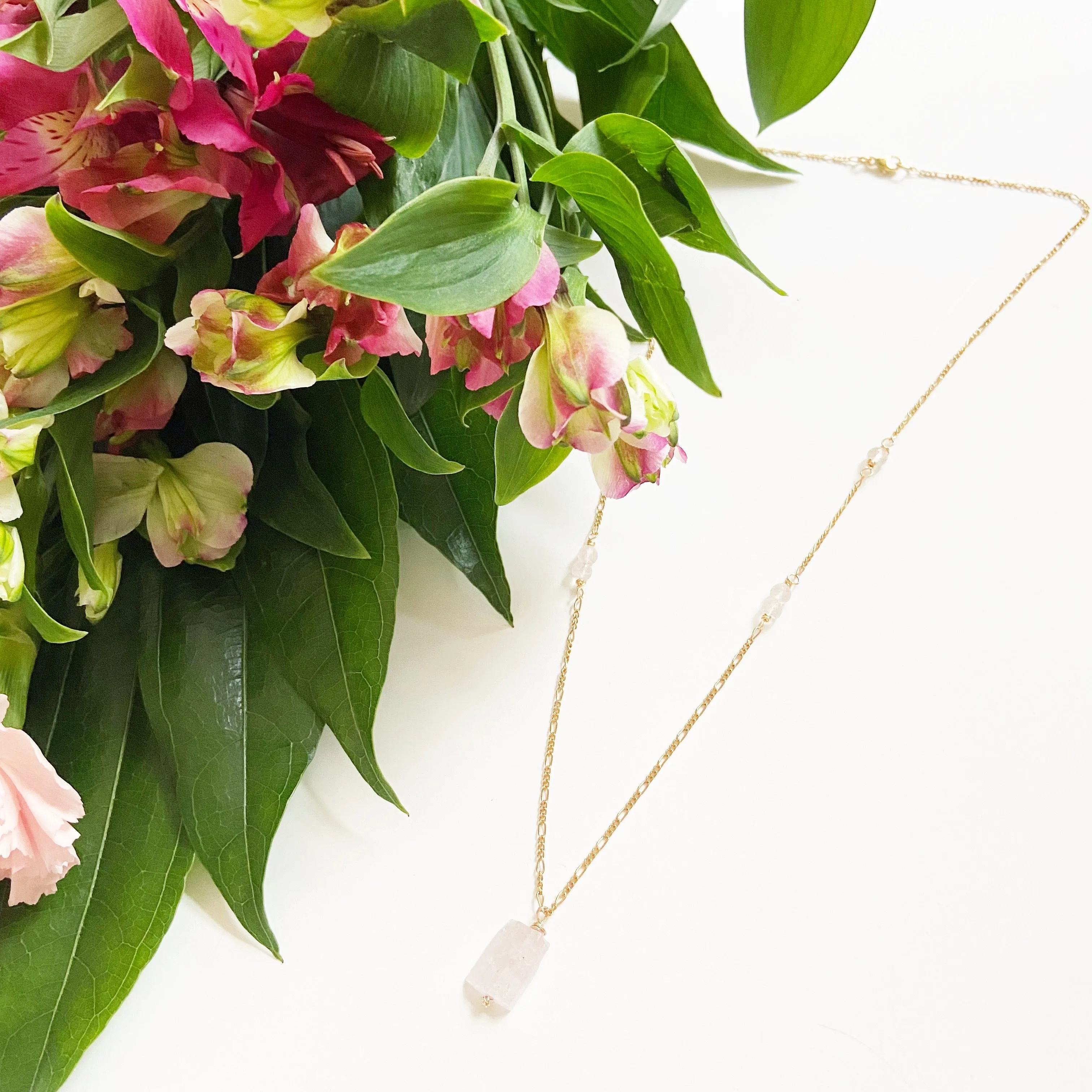 Floating Gemstone Mid Length Necklace (21 inches)