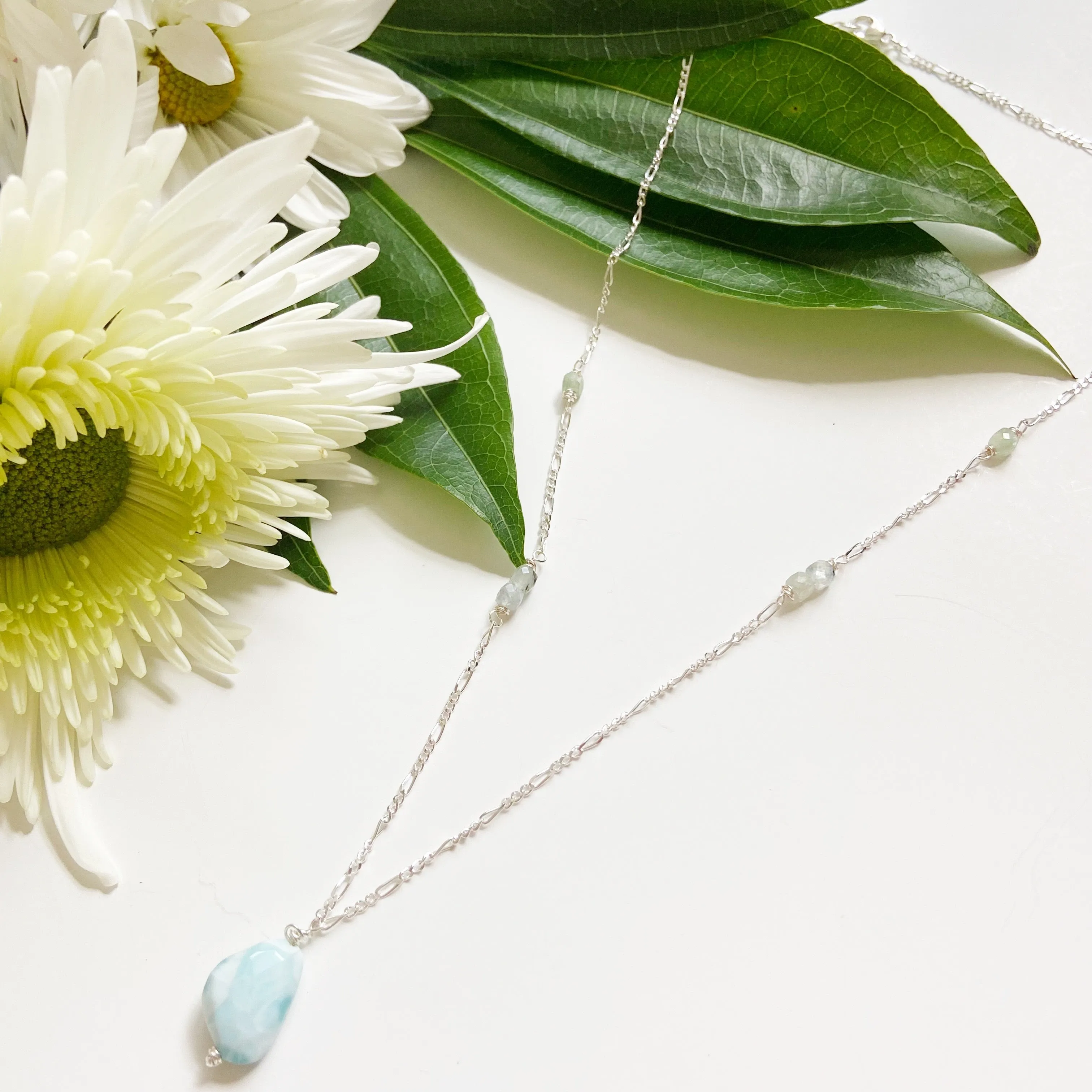 Floating Gemstone Mid Length Necklace (21 inches)