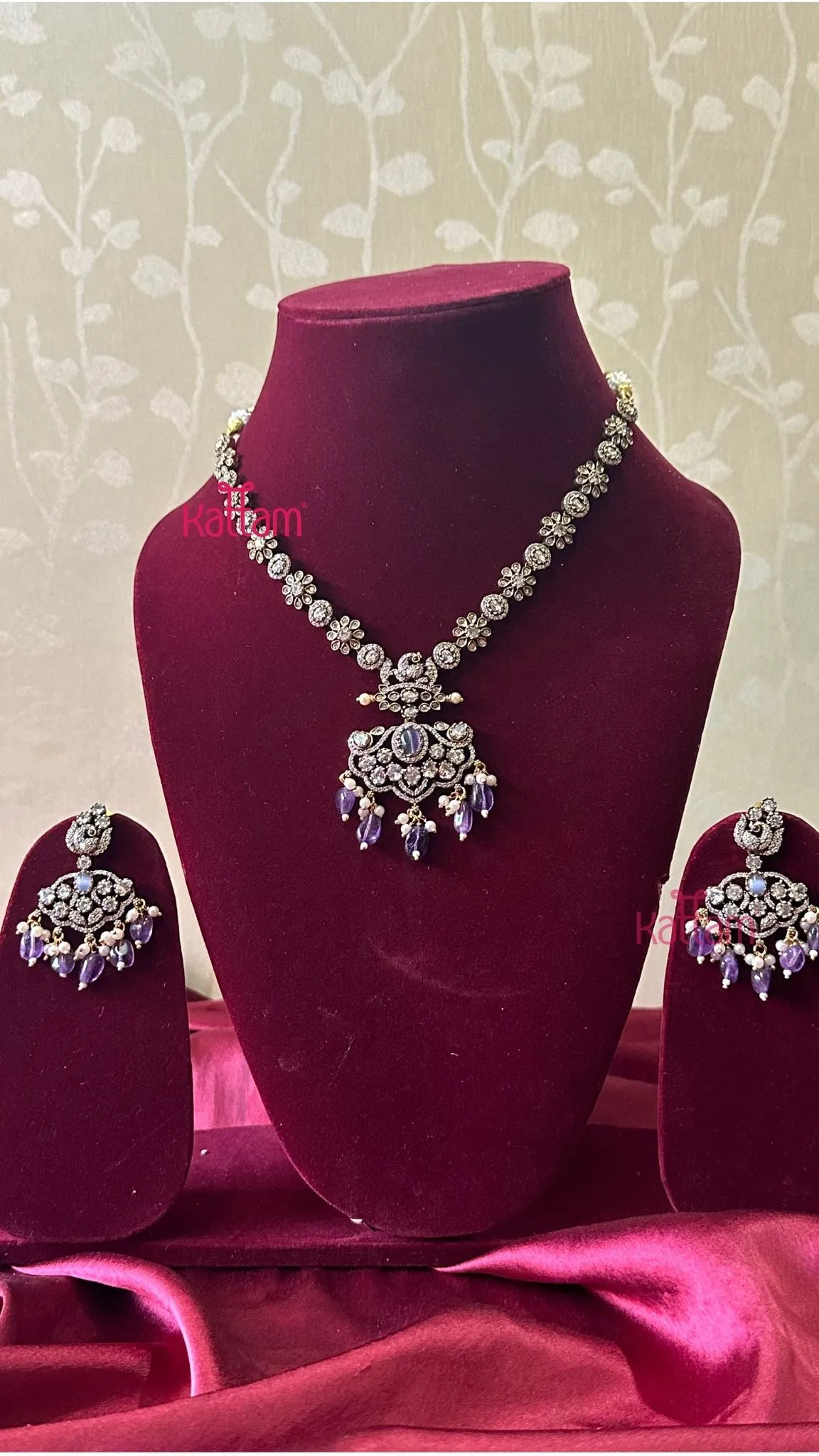 Flora Victorian AD Purple Short Necklace