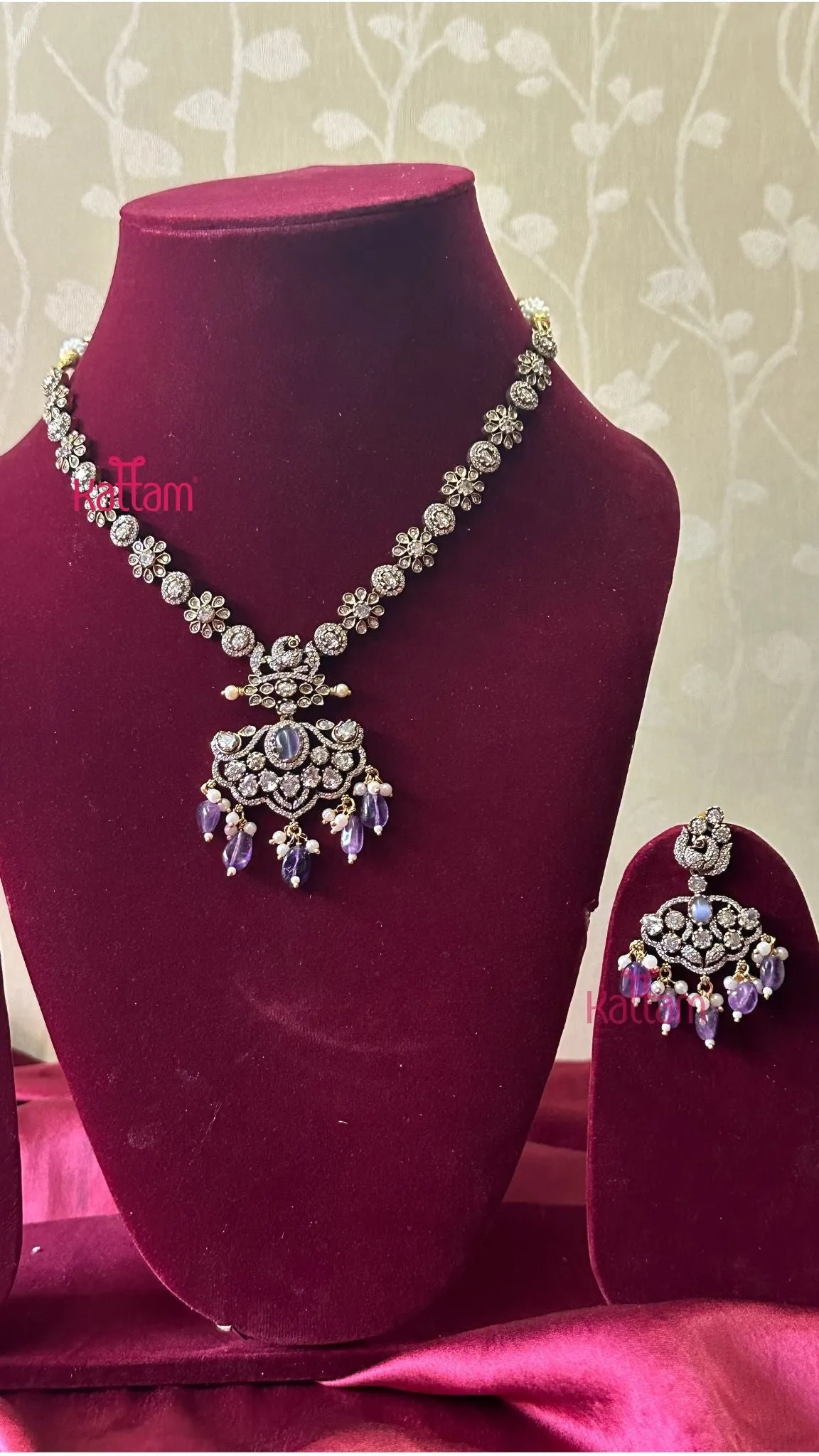 Flora Victorian AD Purple Short Necklace