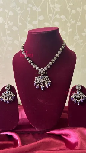 Flora Victorian AD Purple Short Necklace