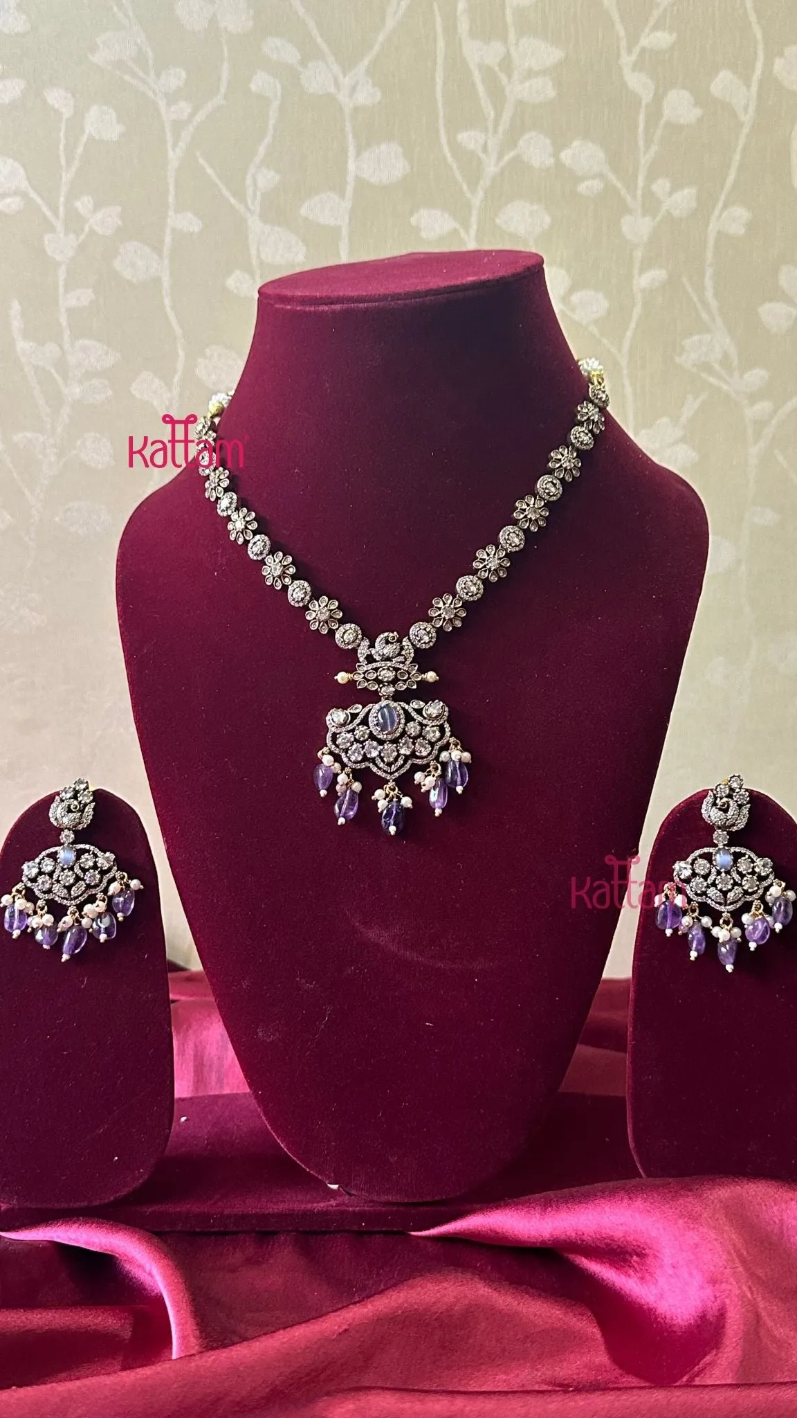 Flora Victorian AD Purple Short Necklace