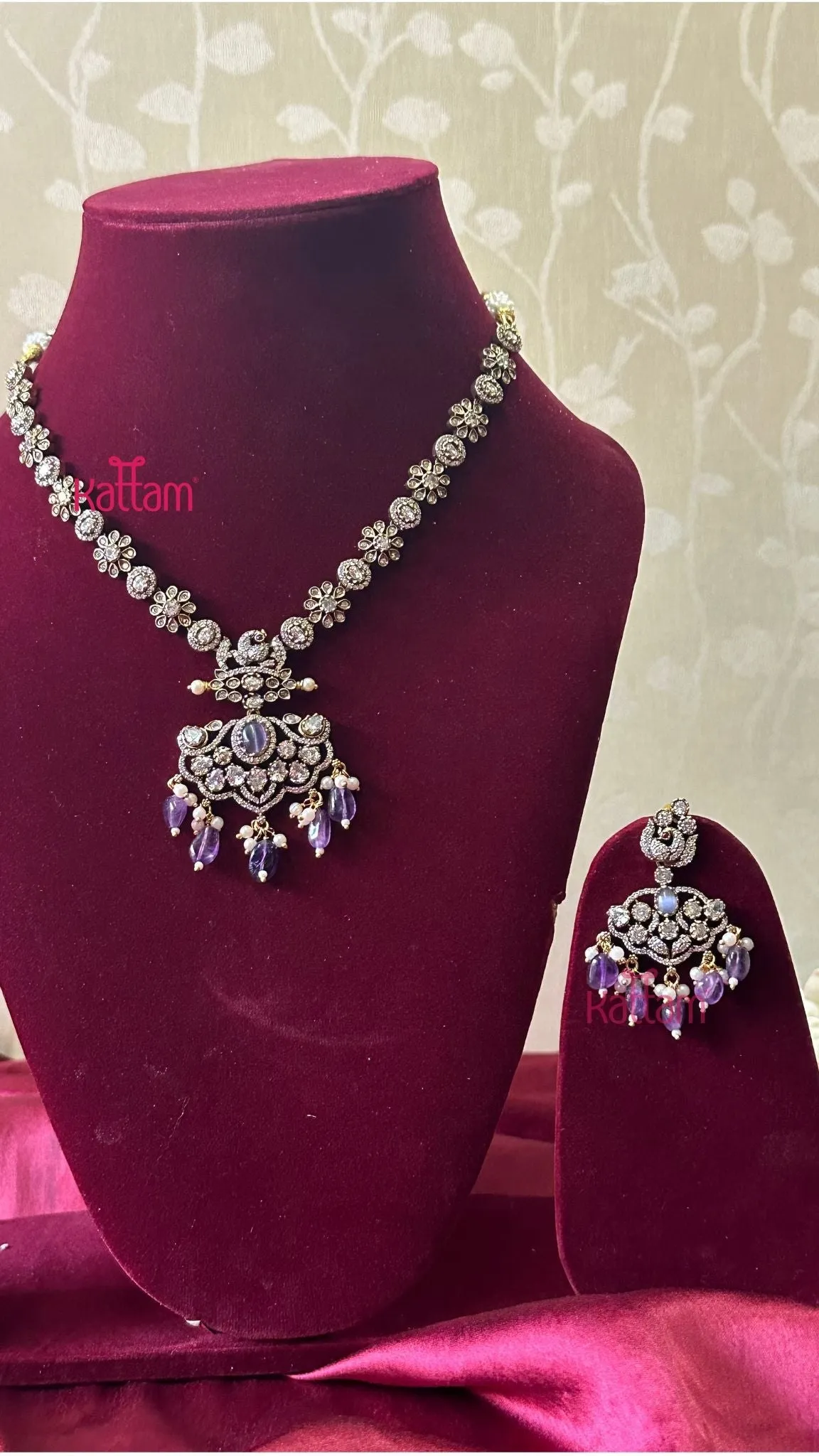 Flora Victorian AD Purple Short Necklace