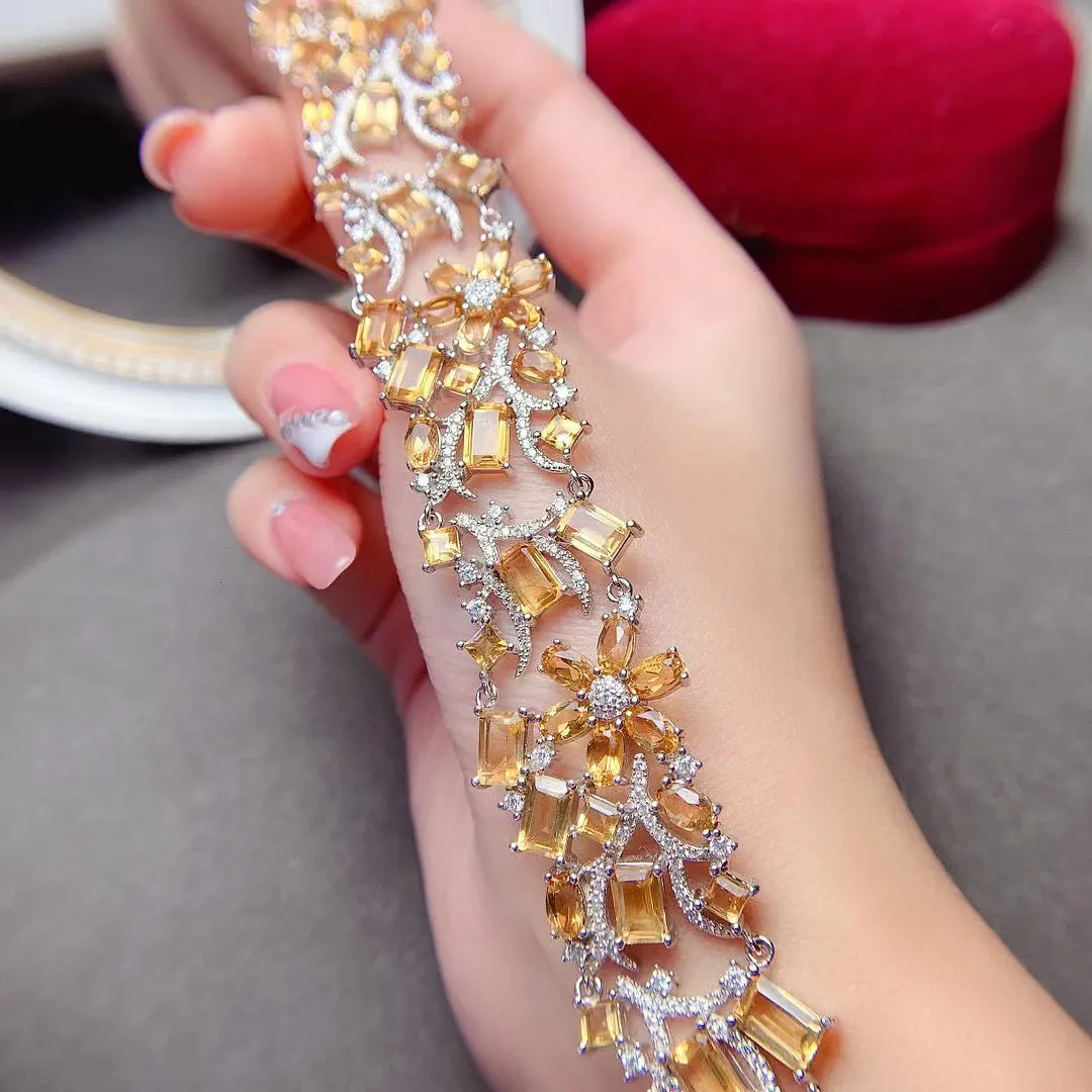 Garden of Citrine Silver Bracelet for Women