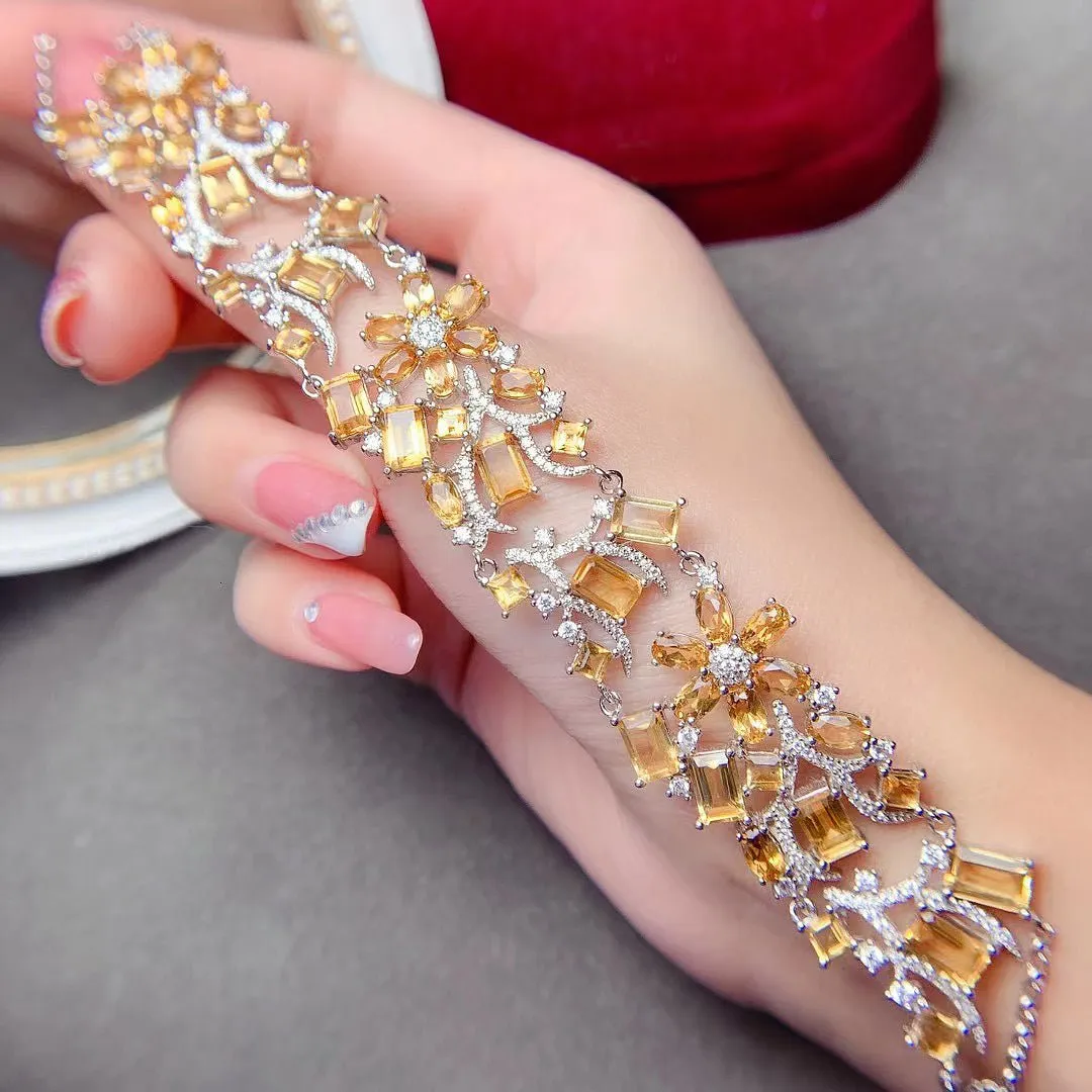 Garden of Citrine Silver Bracelet for Women