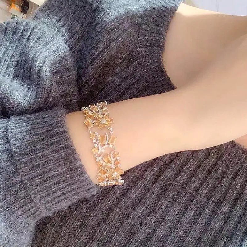 Garden of Citrine Silver Bracelet for Women