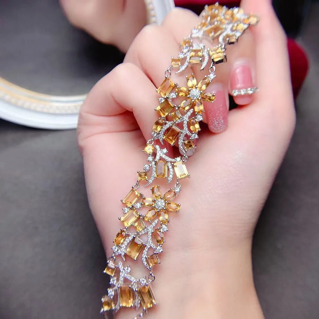 Garden of Citrine Silver Bracelet for Women