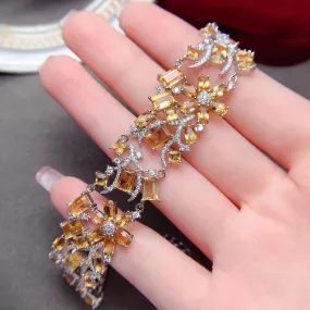Garden of Citrine Silver Bracelet for Women