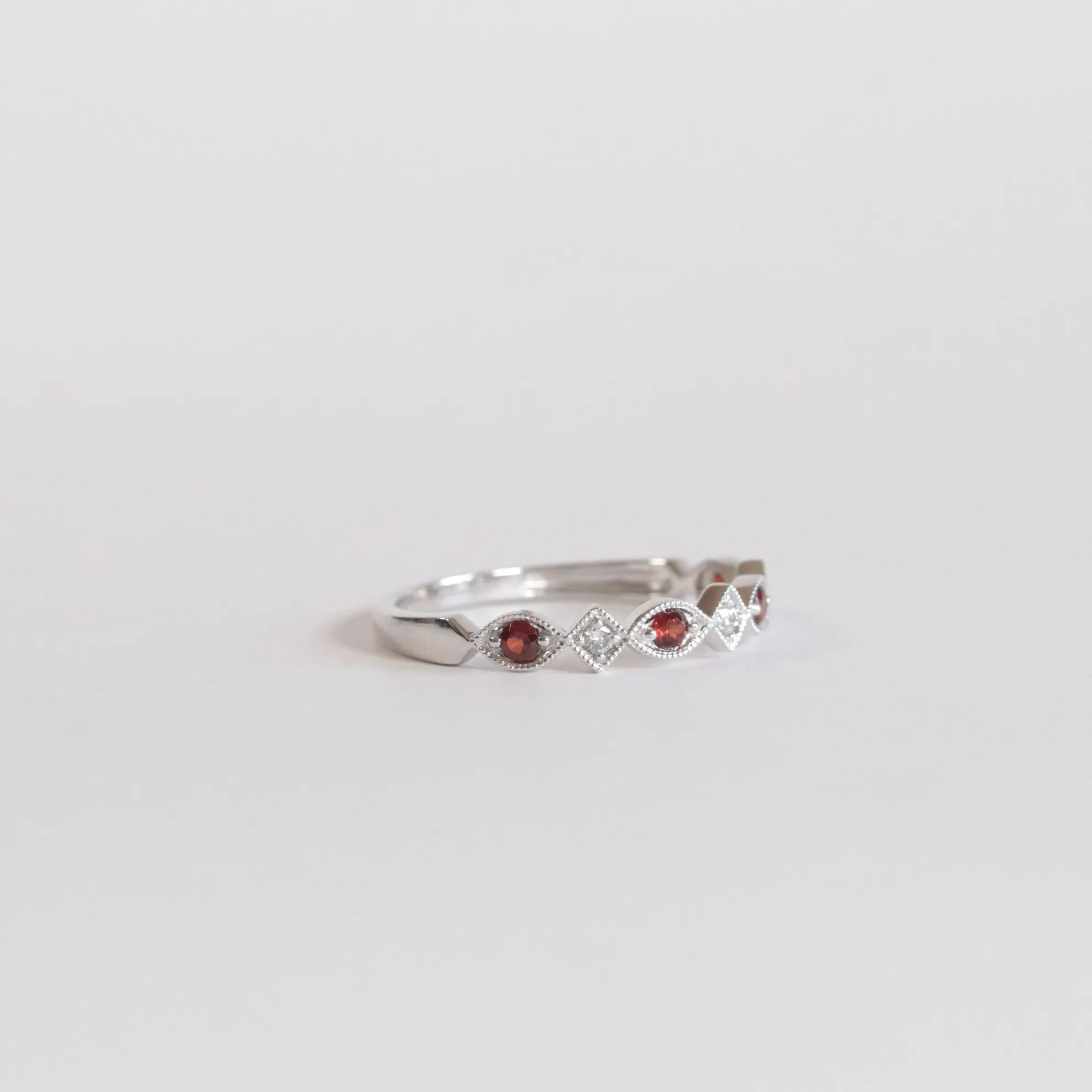 Garnet   Diamond Stackable Band - Multiple Options