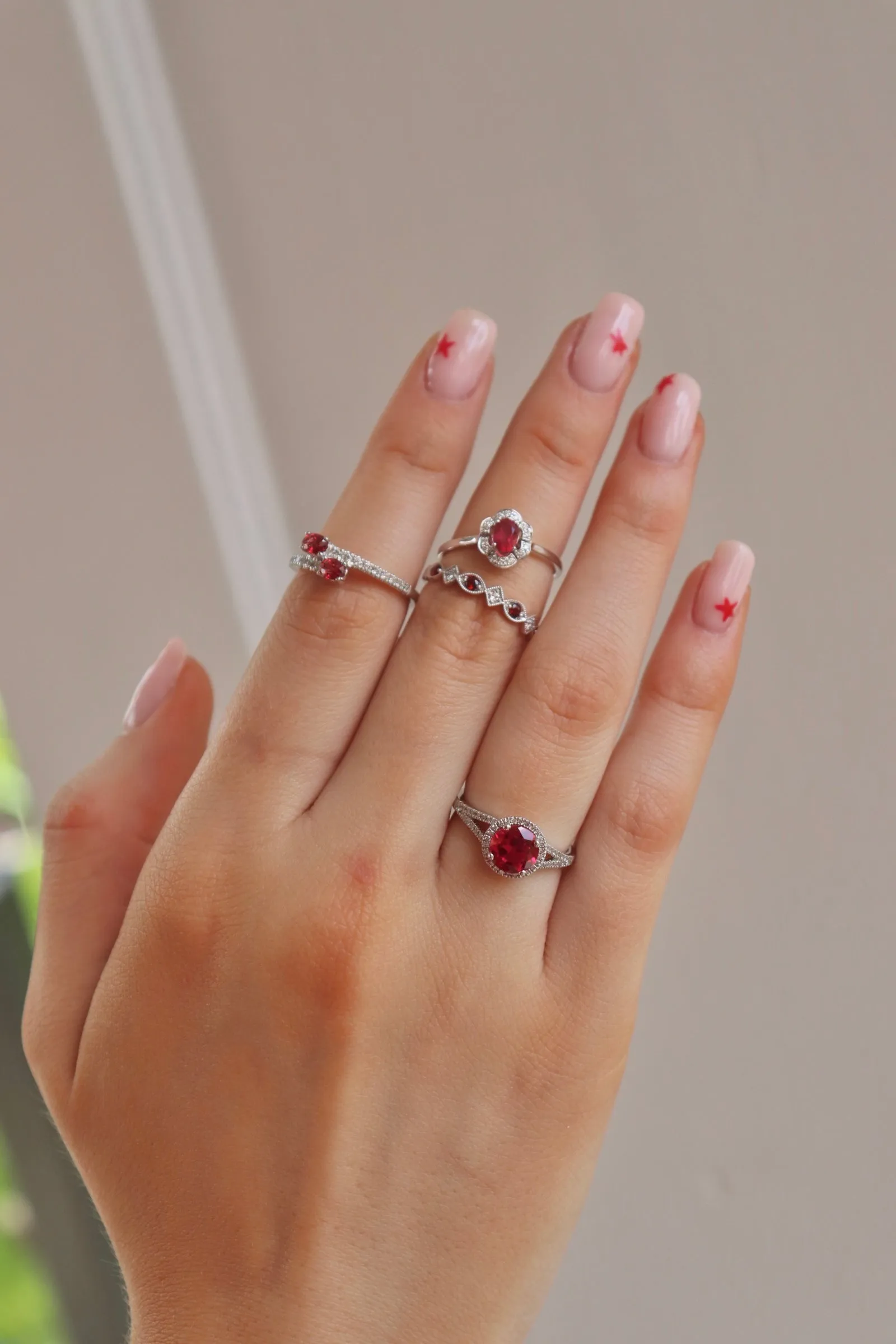 Garnet   Diamond Stackable Band - Multiple Options