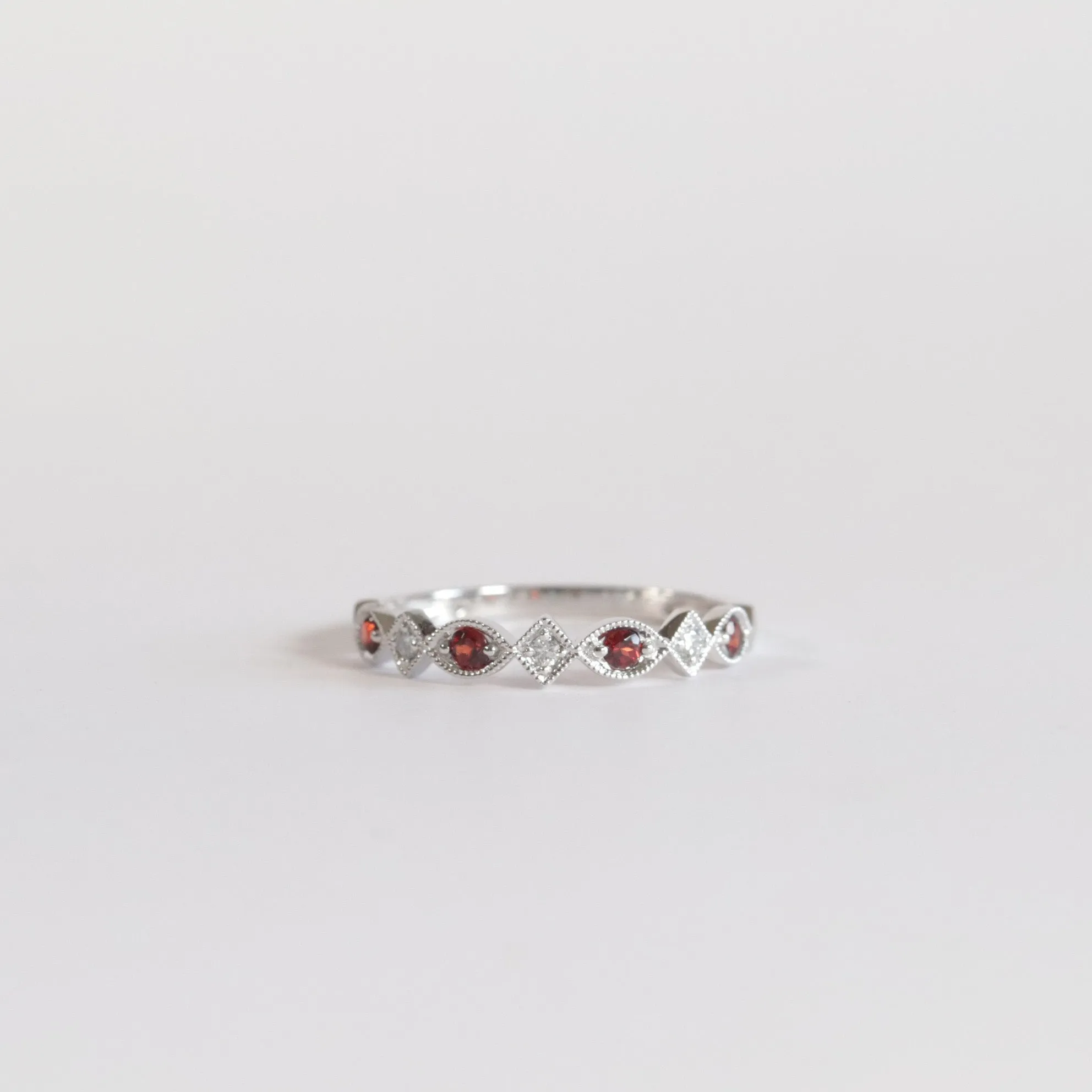 Garnet   Diamond Stackable Band - Multiple Options