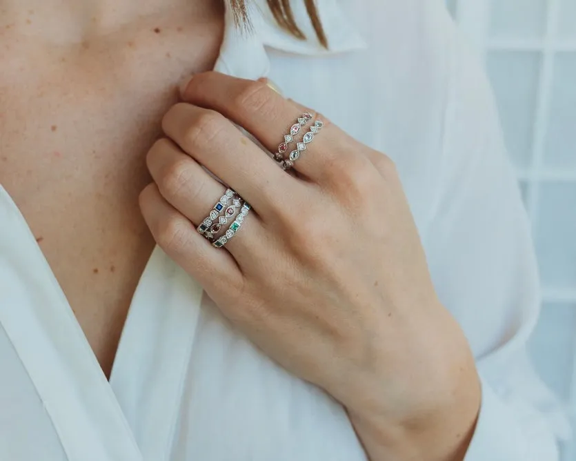 Garnet   Diamond Stackable Band - Multiple Options