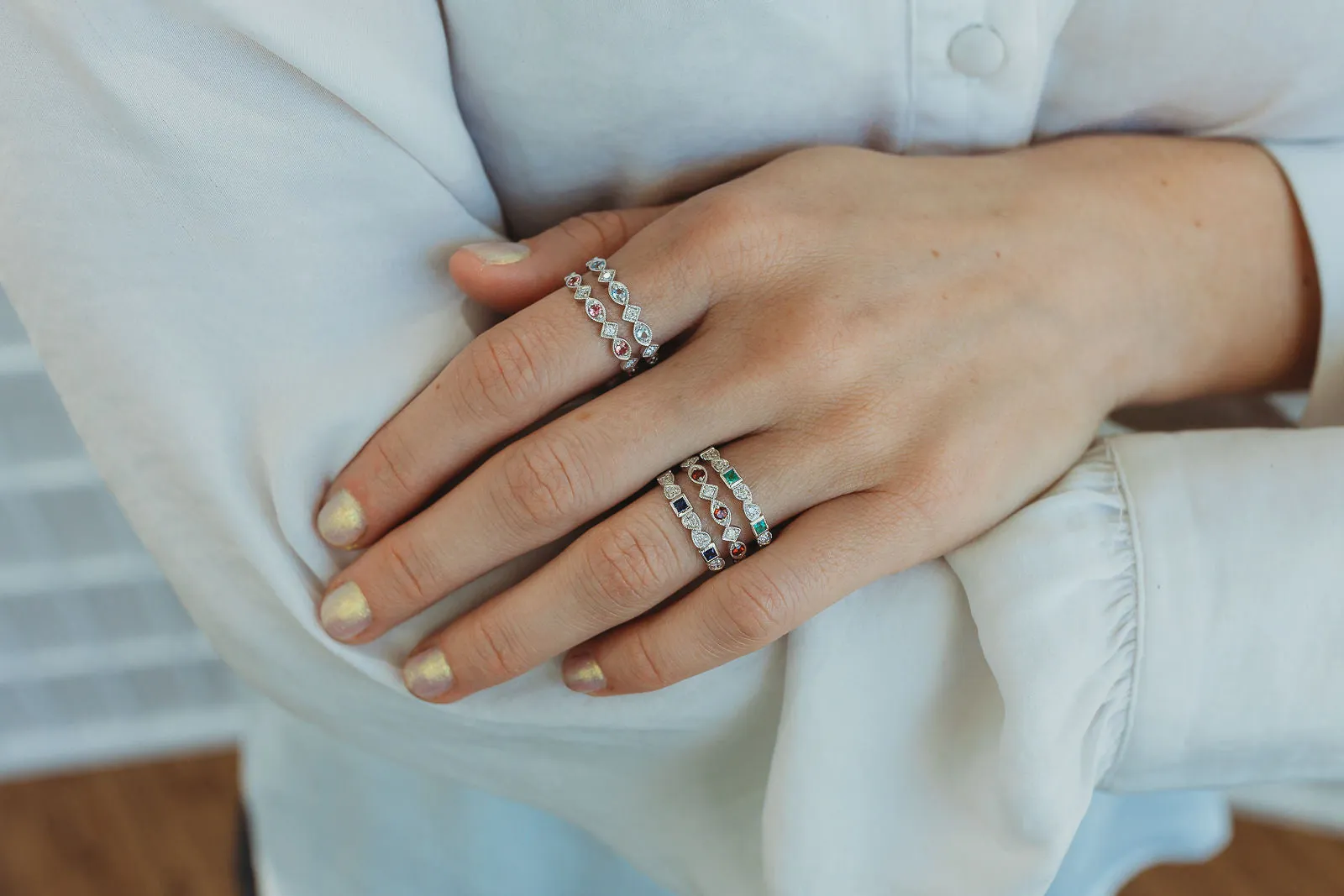 Garnet   Diamond Stackable Band - Multiple Options