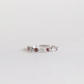 Garnet   Diamond Stackable Band - Multiple Options