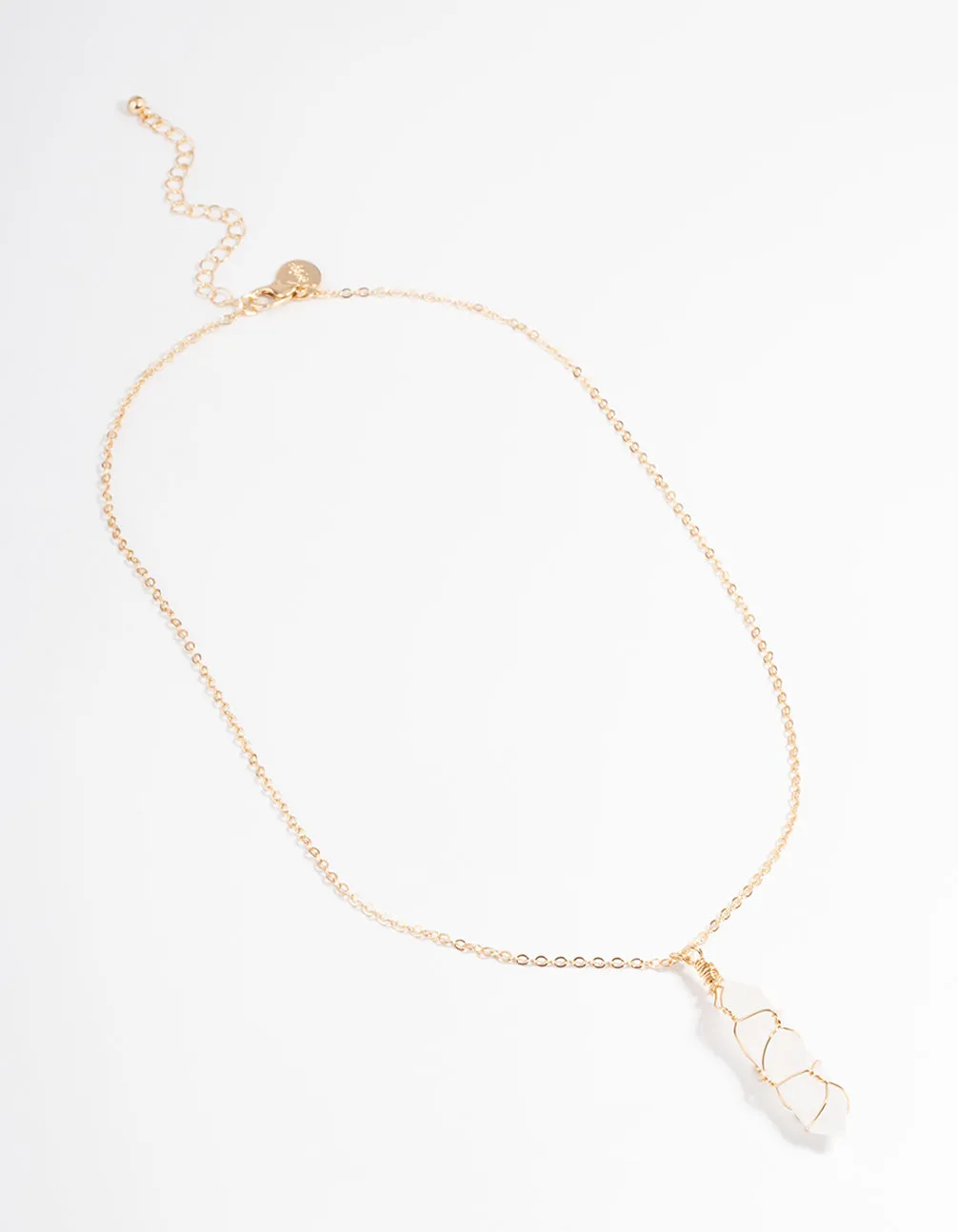 Gold Clear Quartz Wire Shard Necklace