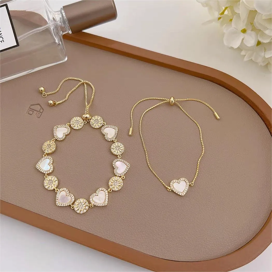 Gold Natural Pearl Shell Heart Bracelet