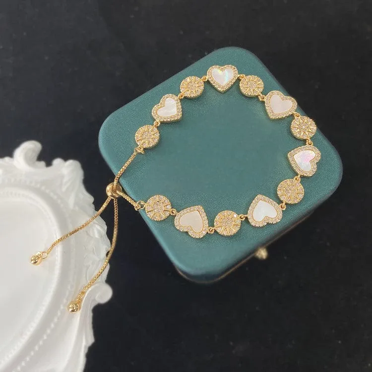 Gold Natural Pearl Shell Heart Bracelet