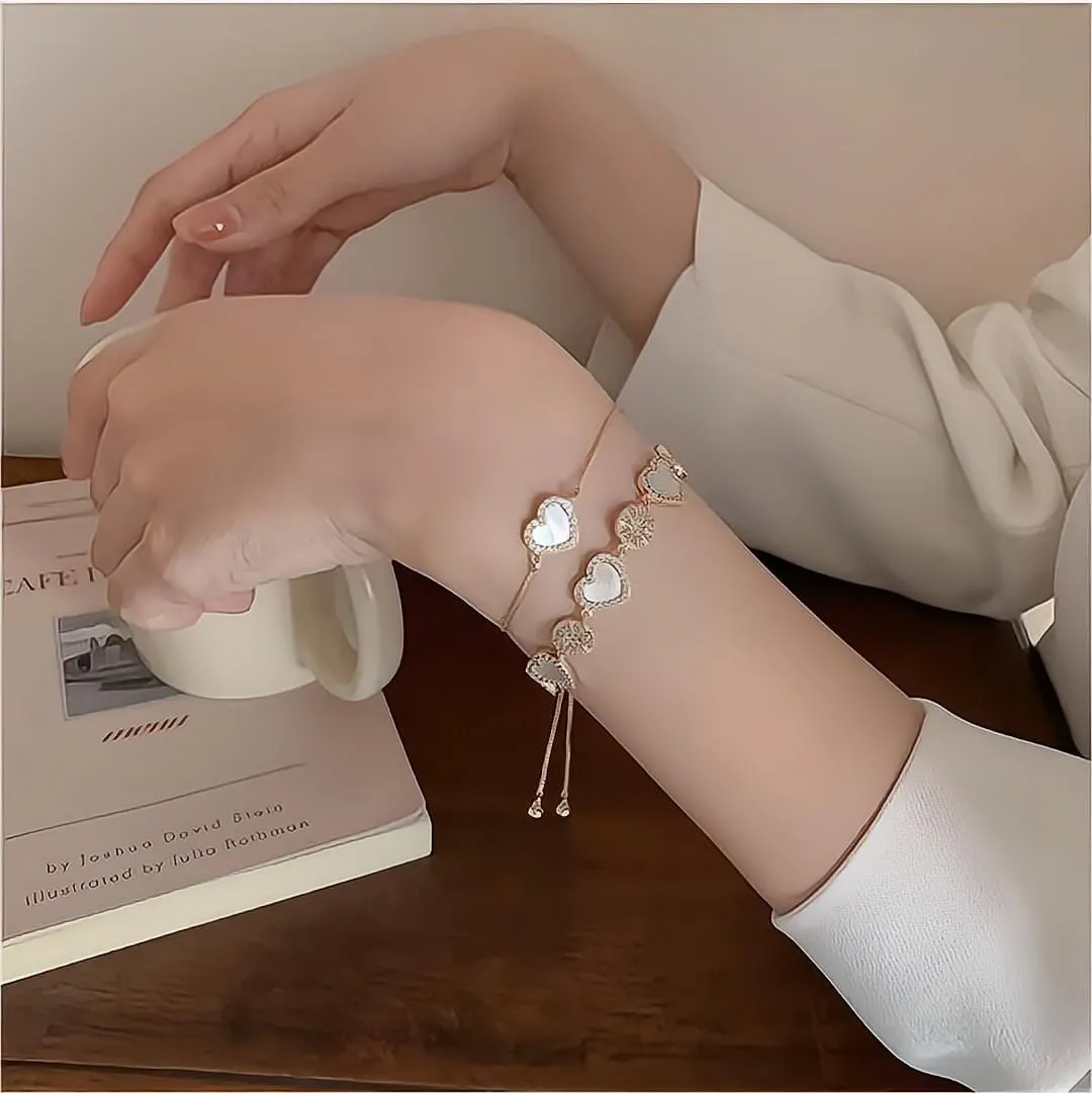Gold Natural Pearl Shell Heart Bracelet