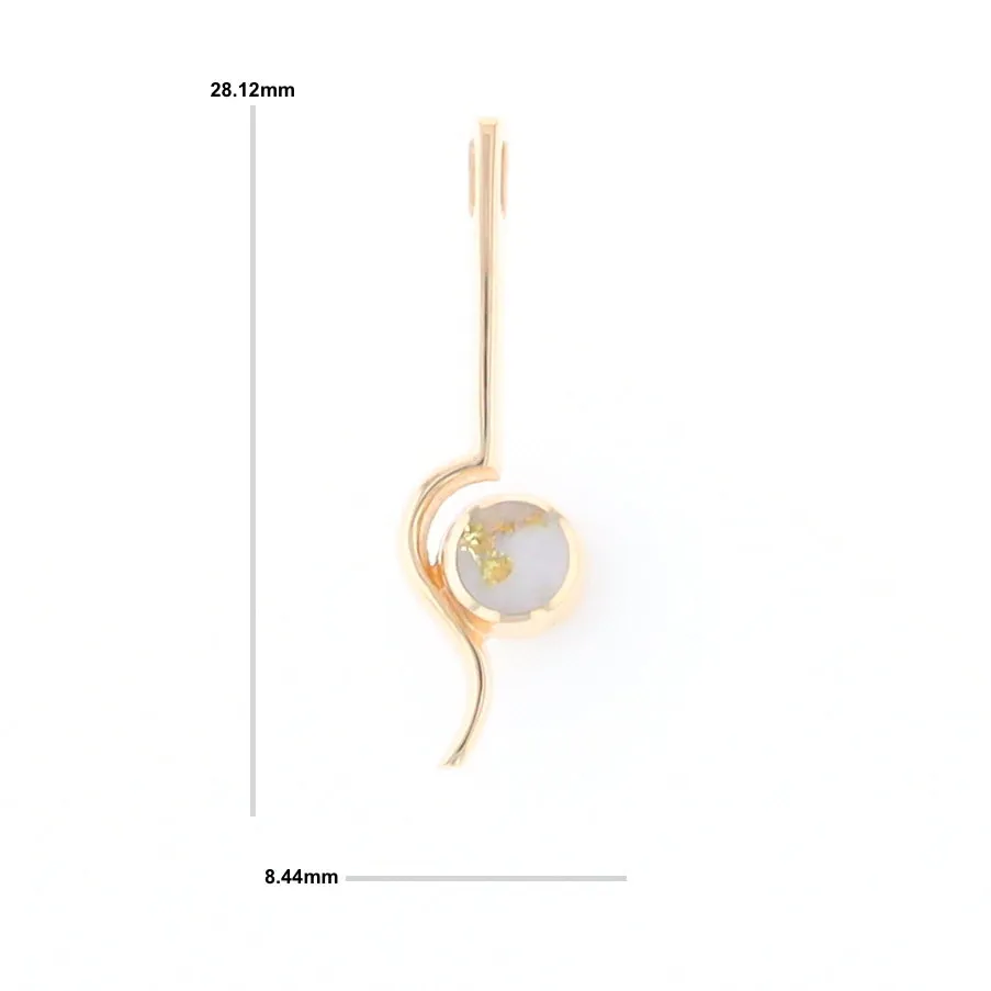 Gold Quartz Necklace Round Inlaid Curved Gold Bar Pendant