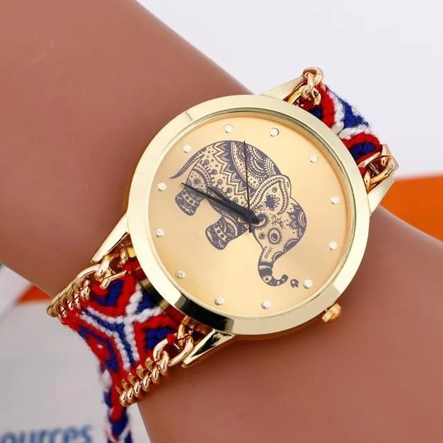 Gold Tribal Chain Elephant Watch