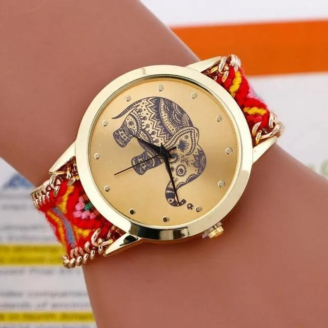 Gold Tribal Chain Elephant Watch
