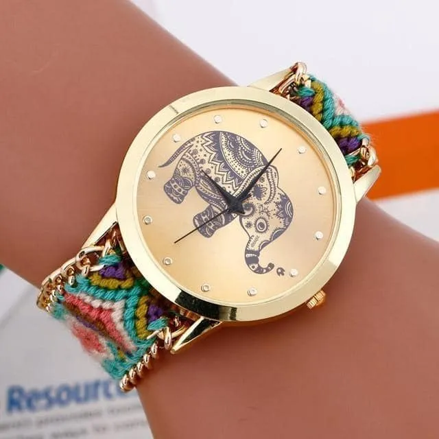 Gold Tribal Chain Elephant Watch