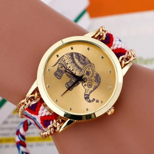 Gold Tribal Chain Elephant Watch
