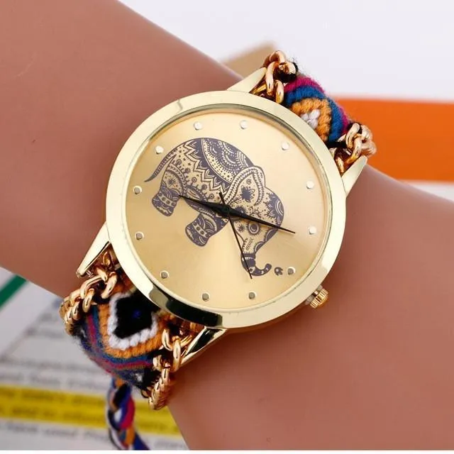 Gold Tribal Chain Elephant Watch