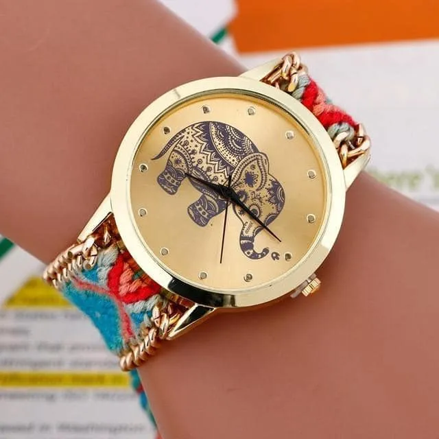 Gold Tribal Chain Elephant Watch