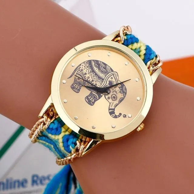 Gold Tribal Chain Elephant Watch
