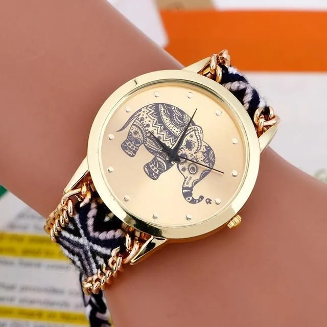 Gold Tribal Chain Elephant Watch
