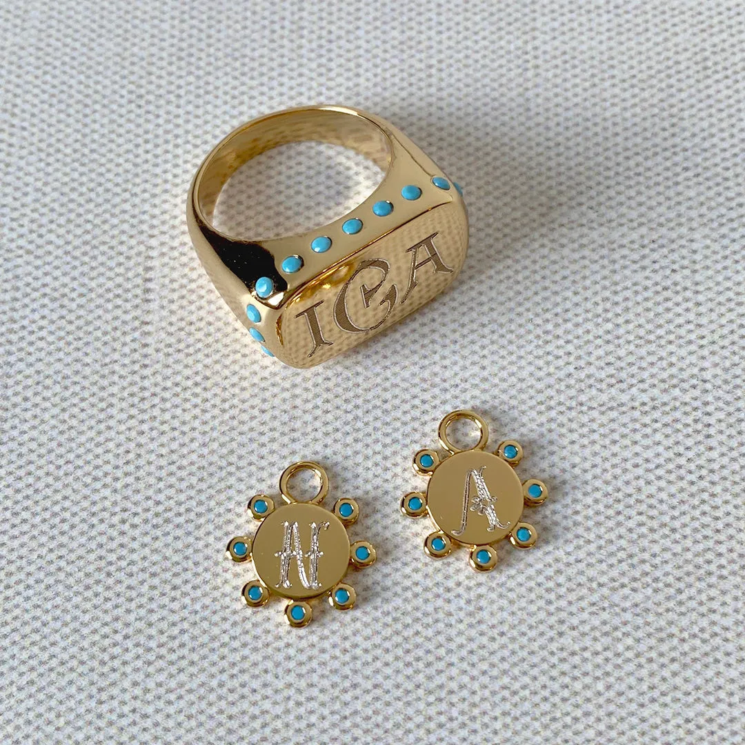 Goldbug Turquoise Signet Ring