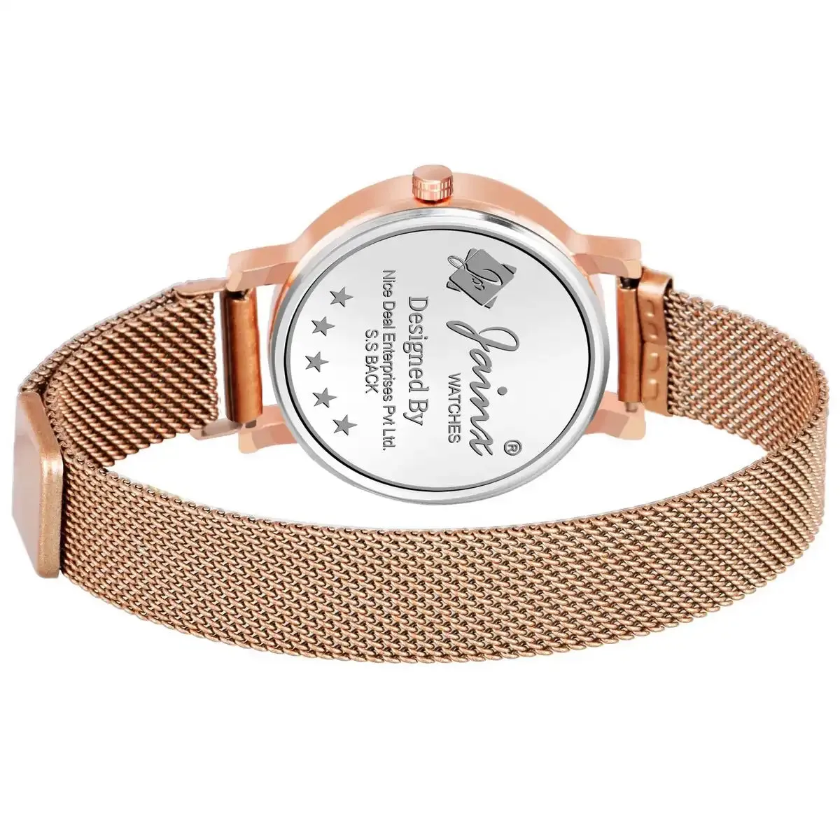 Golden Mesh Chain Analog Wrist Watch For Women - JW8566