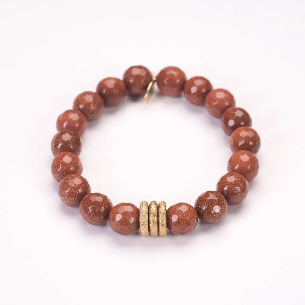 Goldstone Crystal Bracelet | Orange   Gold Rings