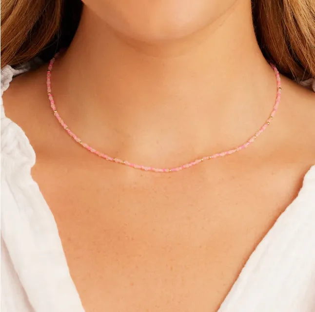 Gorjana Poppy Gem Necklace (Rose Quartz)