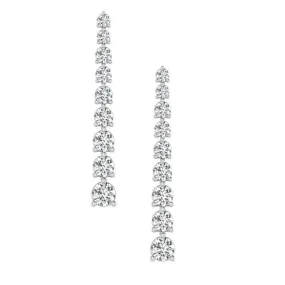 Graduated Diamond Drop Earrings in White Gold 2.75 carats
