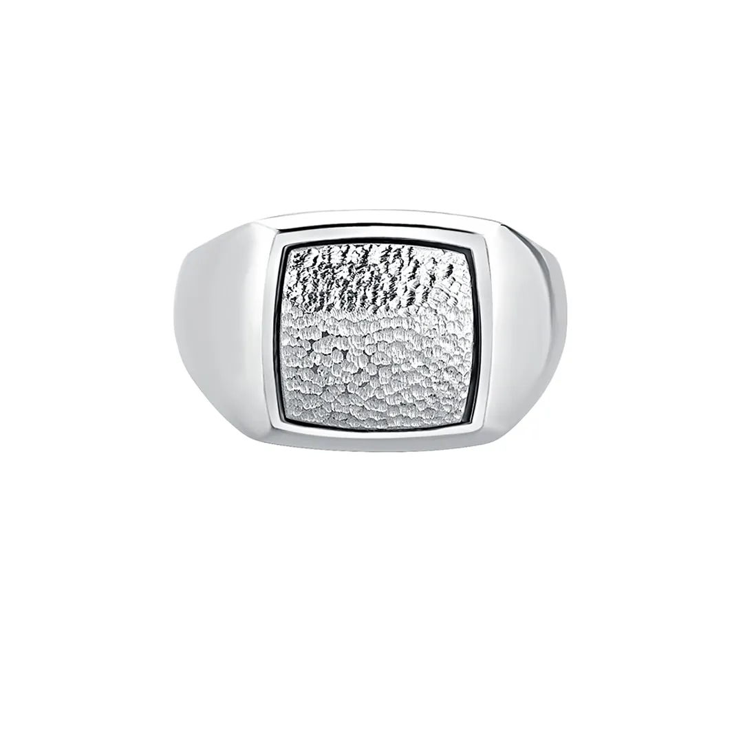 Hammered Square Signet Ring in Gold