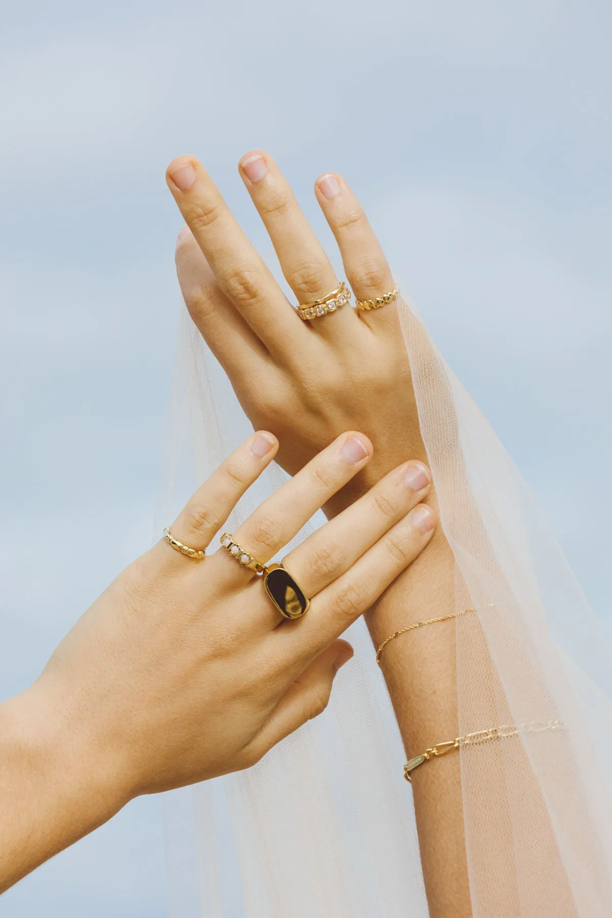 Hammered stacking ring gold plated