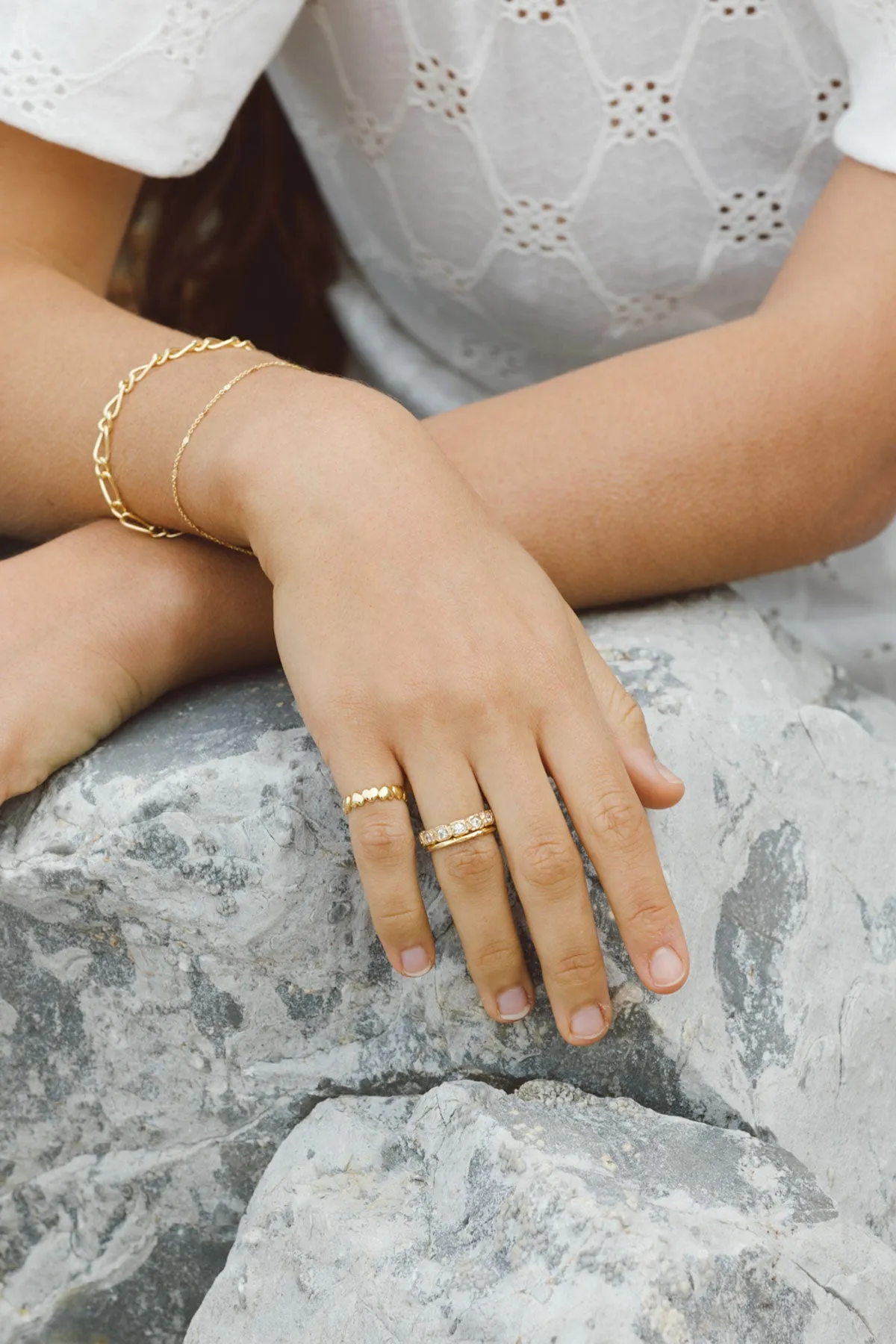 Hammered stacking ring gold plated