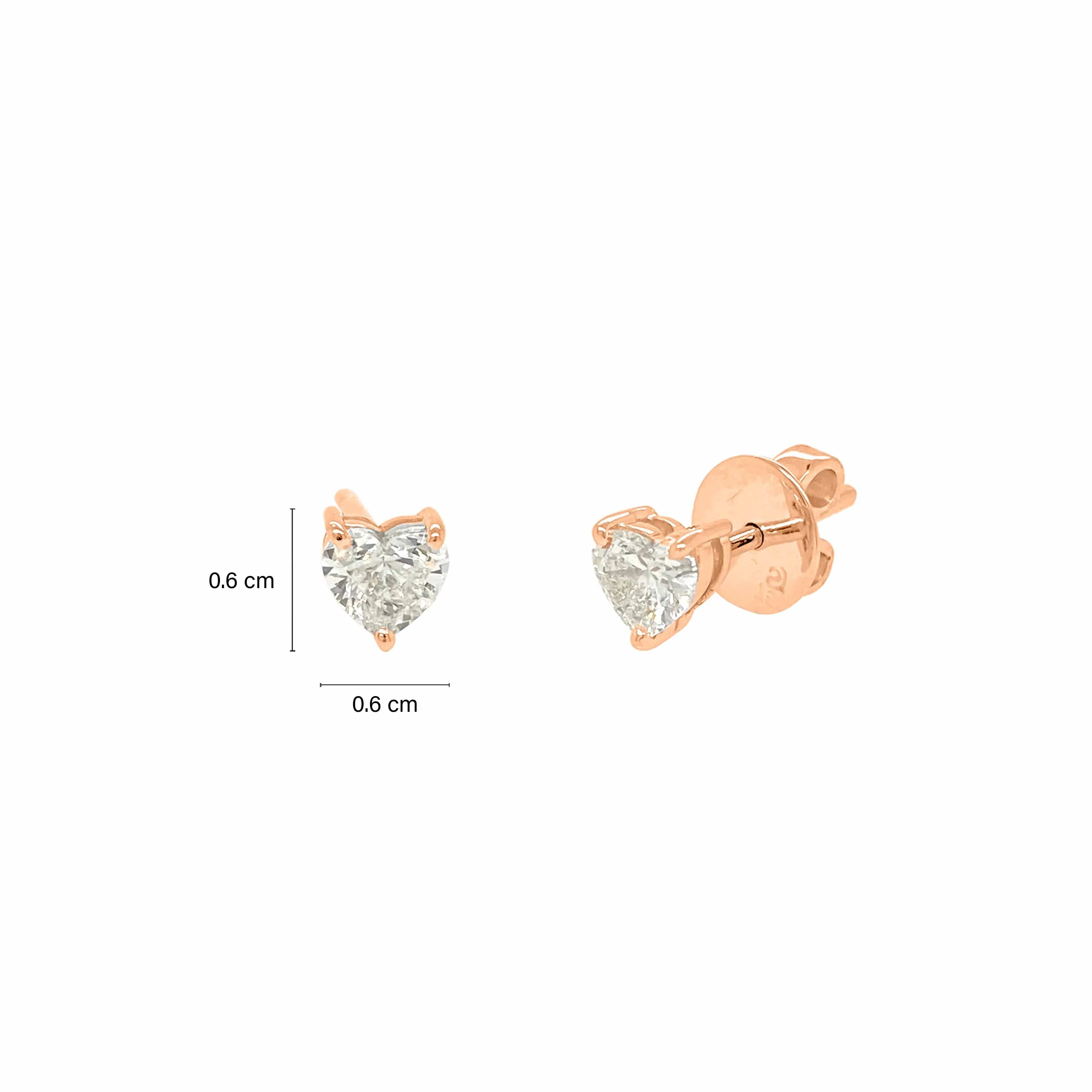 Heart Shape Solitaire Stud Earrings